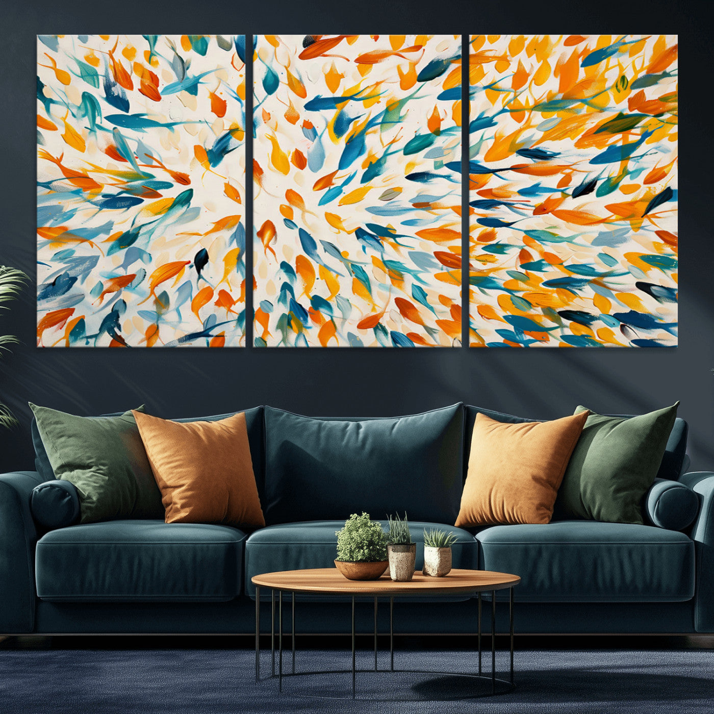 -Colorful Fish Wall Art Print – Abstract Ocean-Inspired Wall Art for Modern Spaces | Framed Canvas,