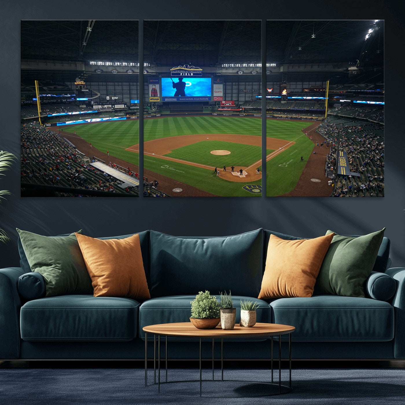 MGV-CV-60X30-3P - Milwaukee Brewers Baseball Art Print - American Family Field Stadium Wall Art Canvas Print