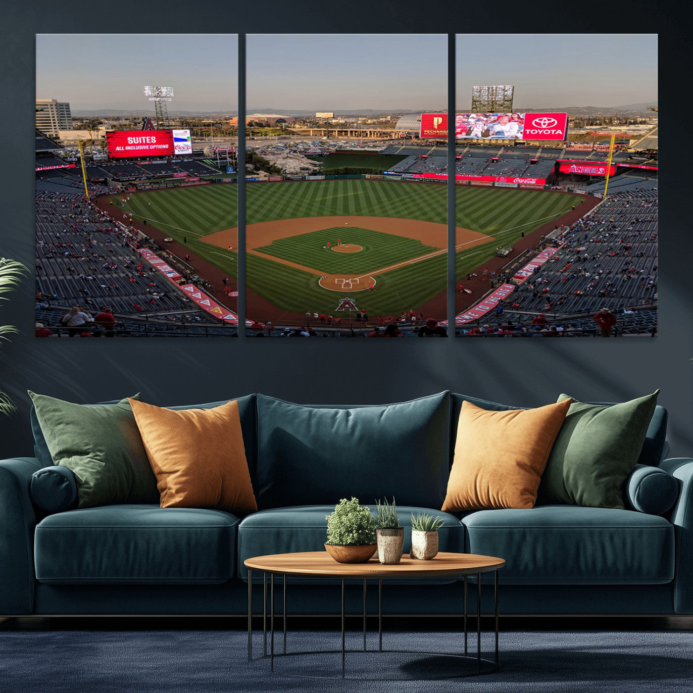 MGV-CV-60X30-3P - Los Angeles Angels Baseball Canvas Print - Anaheim Angel Stadium Wall Art Canvas Print