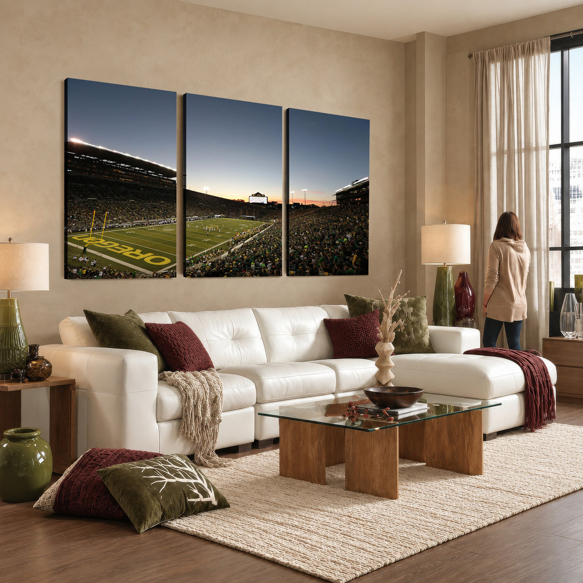 21429-MGV-CV-36X24 - Oregon Ducks Football Team Print - Eugene Autzen Stadium Wall Art Canvas Print