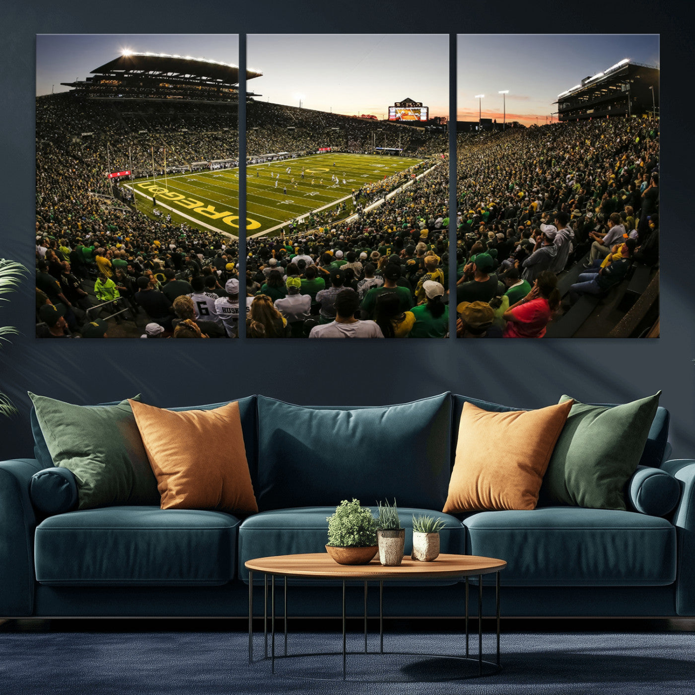 MGV-CV-60X30-3P - Oregon Stadium Canvas Wall Art - Captivating Game Day Scene at Autzen Stadium, Oregon Ducks Football