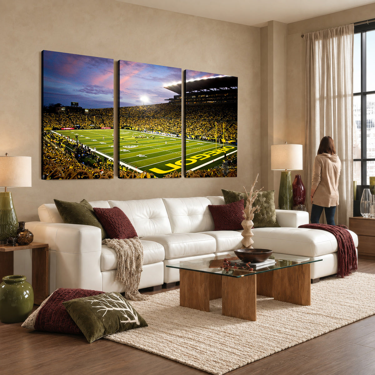 72017-MGV-CV-36X24 - University of Oregon Ducks Football Team Print, Eugene, Framed and Ready to Hang