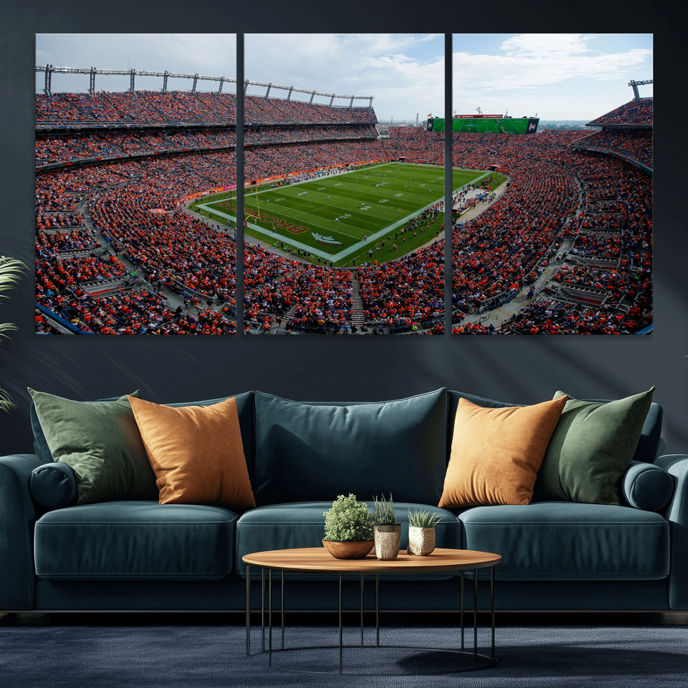 MGV-CV-60X30-3P - Denver Broncos Football Team Print - Empower Field Mile High Stadium Wall Art Canvas Print