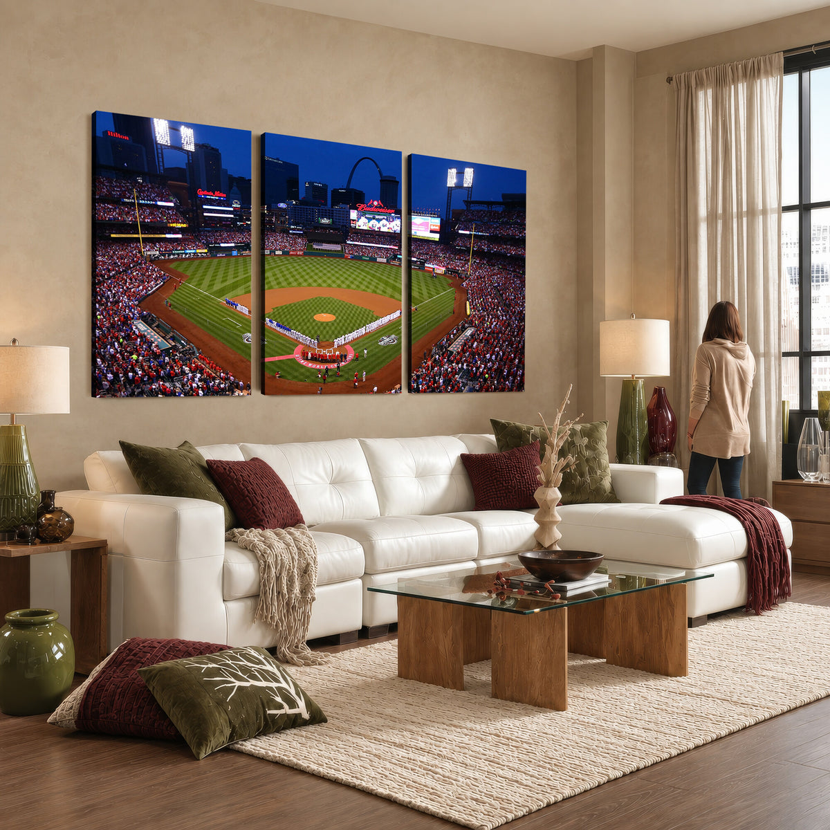 11925-MGV-CV-36X24 - St. Louis Cardinals Baseball Team Print, Busch Stadium Wall Art