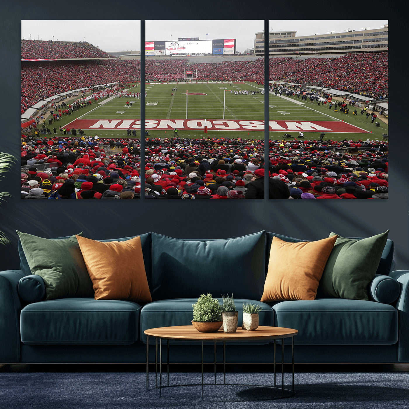 MGV-CV-60X30-3P - Wisconsin Badgers Team Print Canvas - Madison Camp Randall Stadium Wall Art Canvas Print