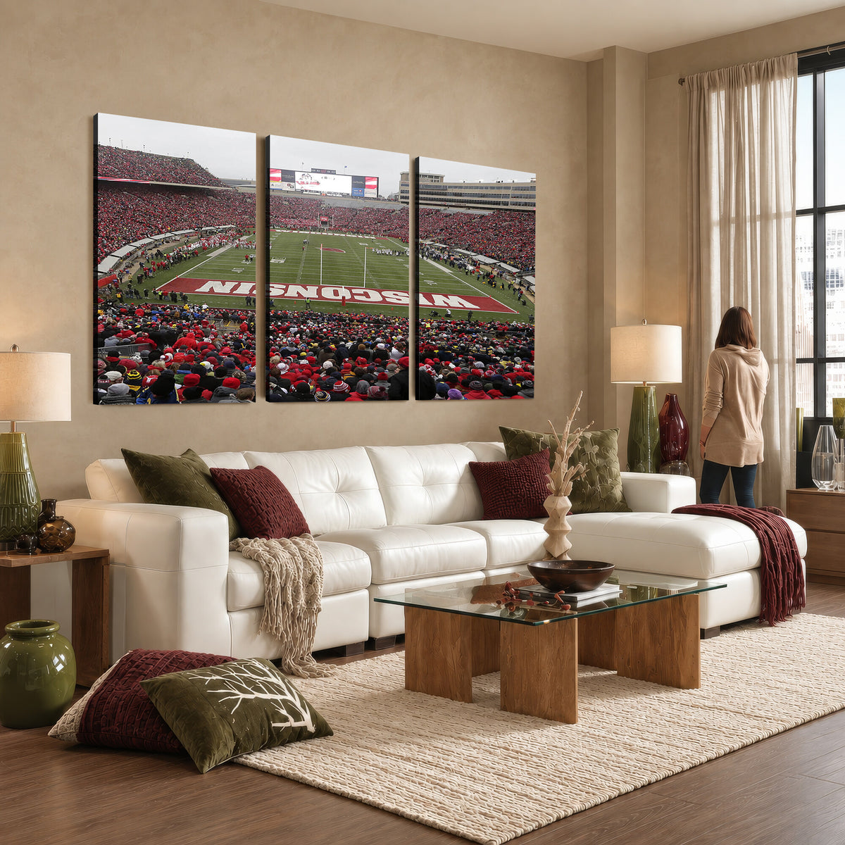 23461-MGV-CV-36X24 - Wisconsin Badgers Team Print Canvas, Madison Camp Randall Stadium Wall Art
