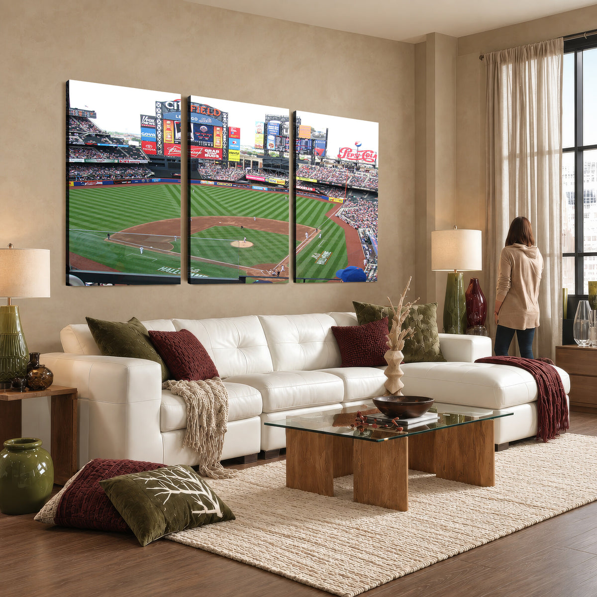 64829-MGV-CV-36X24 - New York Mets Baseball Team Print, Citi Field Baseball Stadium Wall Art