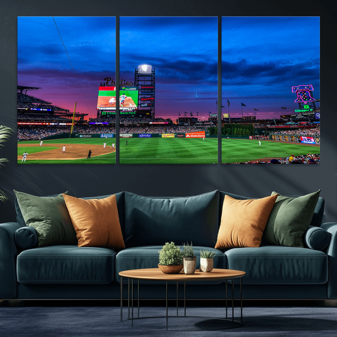 MGV-CV-60X30-3P - Philadelphia Phillies Baseball Team Print - Philadelphia Citizens Bank Park Stadium Canvas Wall Art
