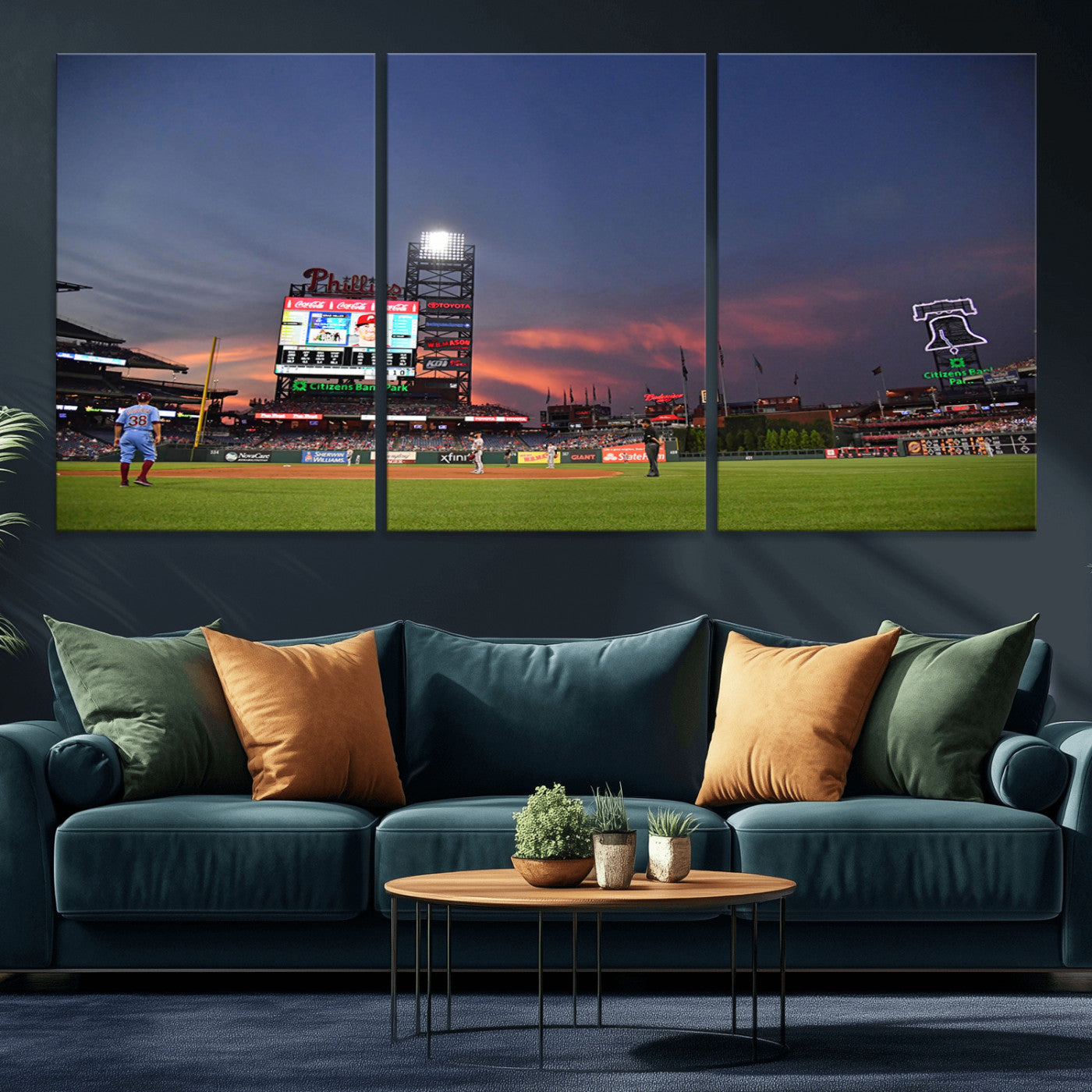 MGV-CV-60X30-3P - Philadelphia Phillies Baseball Print - Philadelphia Citizens Bank Park Stadium Wall Art, Phillies