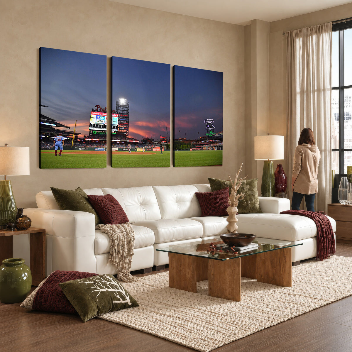 22594-MGV-CV-36X24 - Philadelphia Phillies Baseball Print - Philadelphia Citizens Bank Park Stadium Wall Art, Phillies