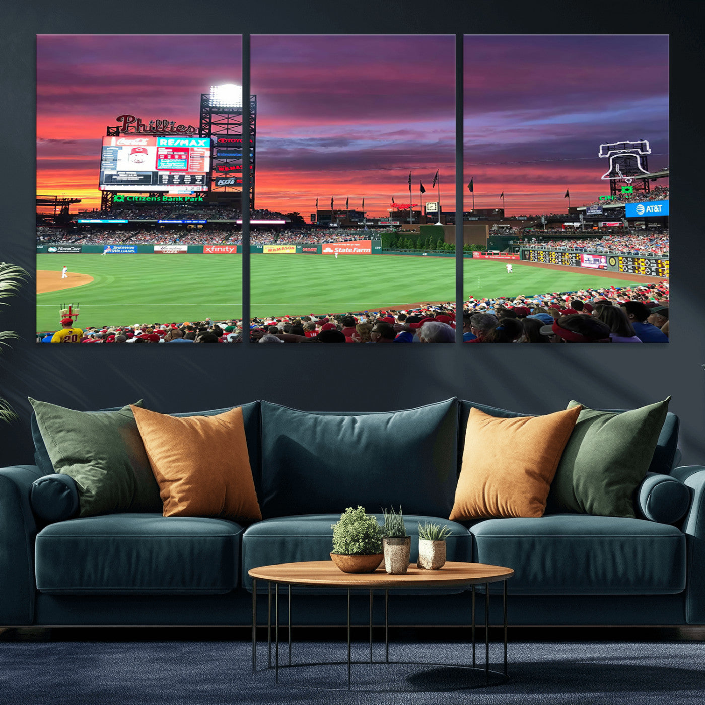 MGV-CV-60X30-3P - Philadelphia Phillies Baseball Team Print - Philadelphia Citizens Bank Park Stadium Wall Art Canvas