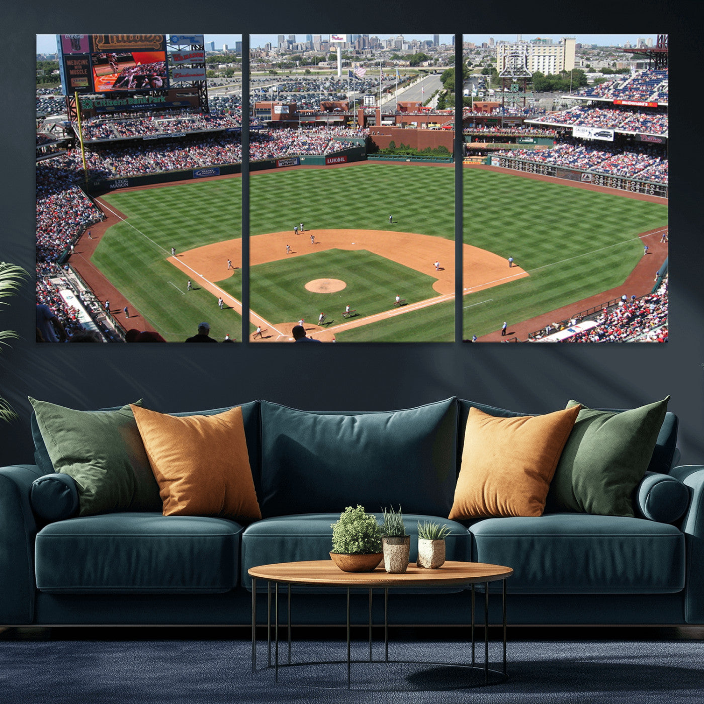 MGV-CV-60X30-3P - Philadelphia Phillies Baseball Team Print - Philadelphia Citizens Bank Park Stadium Wall Art Canvas