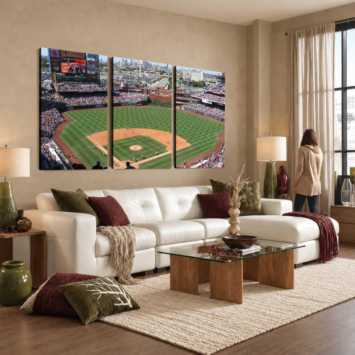 85755-MGV-CV-36X24 - Philadelphia Phillies Baseball Team Print - Philadelphia Citizens Bank Park Stadium Wall Art Canvas