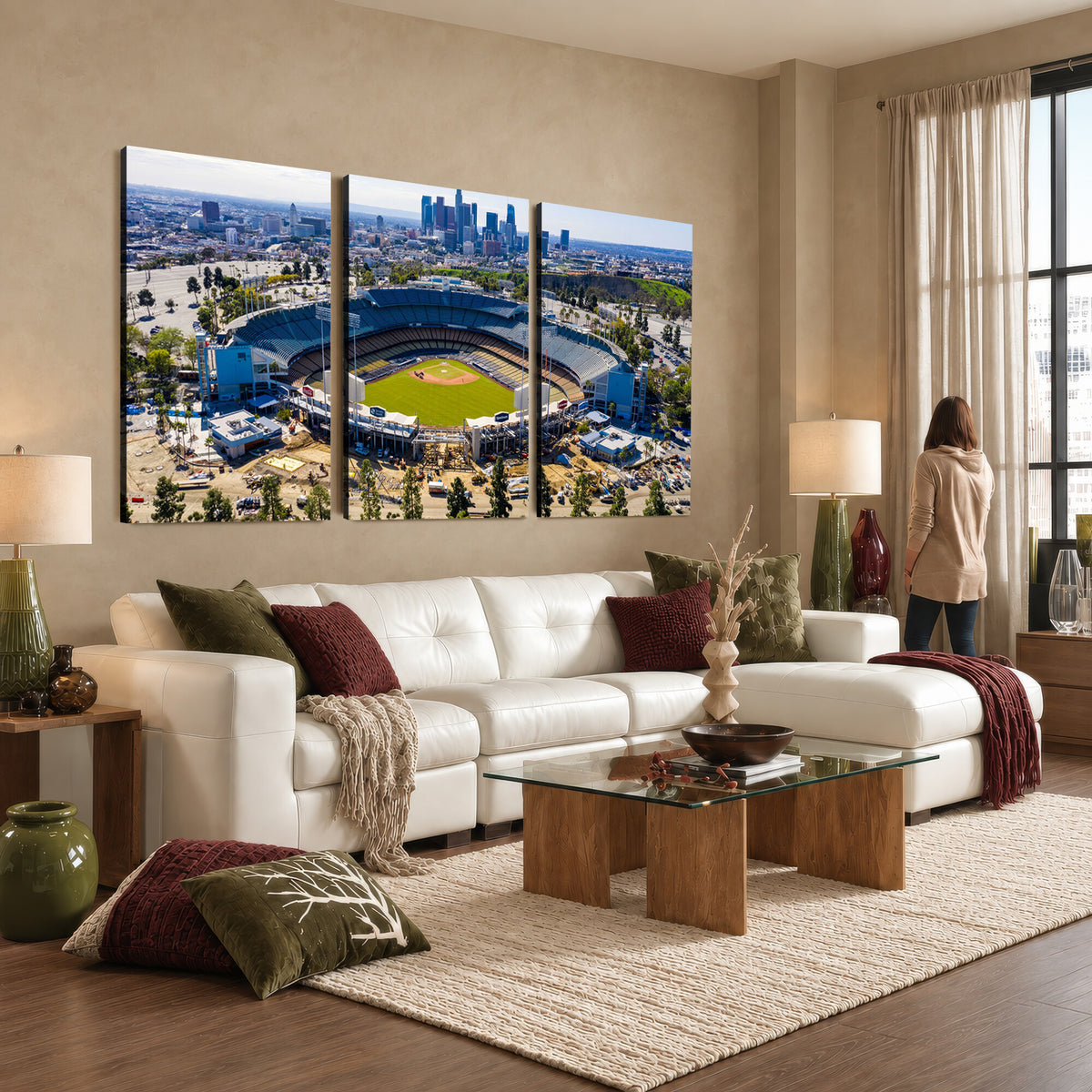 58596-MGV-CV-36X24 - Los Angeles Dodgers Dodger Stadium Wall Art Canvas Print, Extra Large Game Room Wall Decor