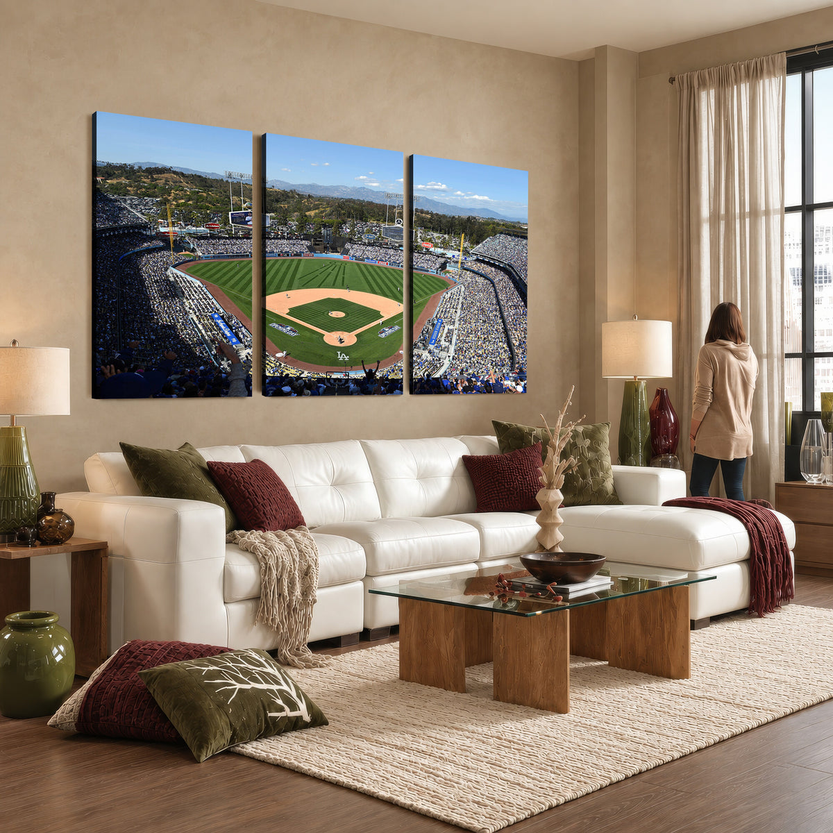 20436-MGV-CV-36X24 - Los Angeles Dodgers Dodger Stadium Wall Art Canvas Print, Framed and Ready to Hang