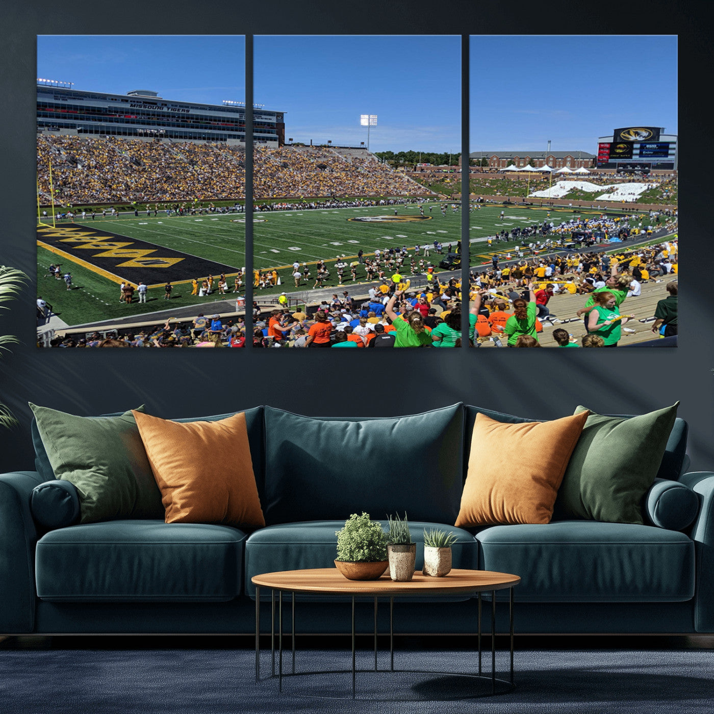 MGV-CV-60X30-3P - University of Missouri Tigers Football Team Print - Columbia Faurot Field Memorial Stadium Wall Art