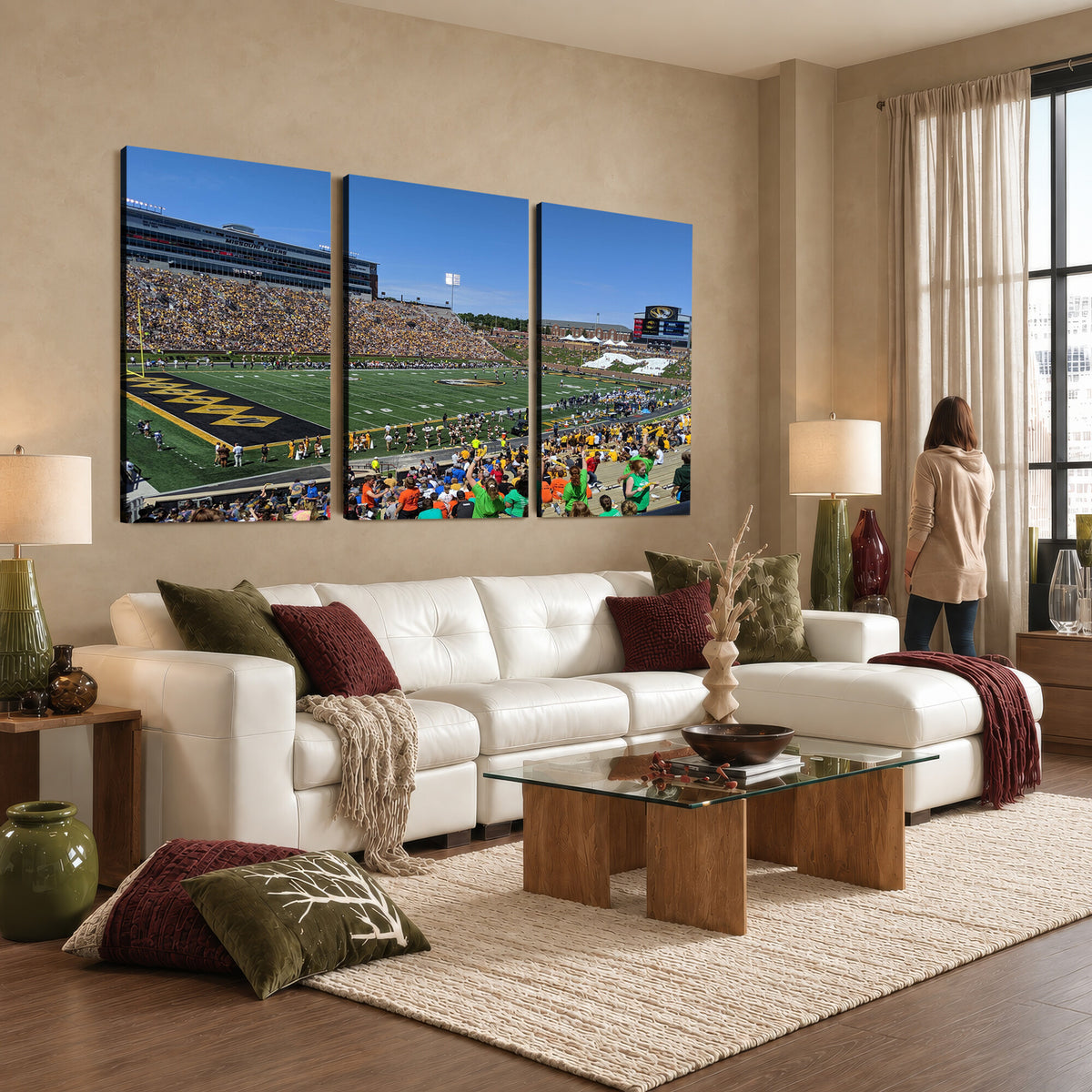 38399-MGV-CV-36X24 - University of Missouri Tigers Football Team Print, Columbia Faurot Field Memorial Stadium Wall Art