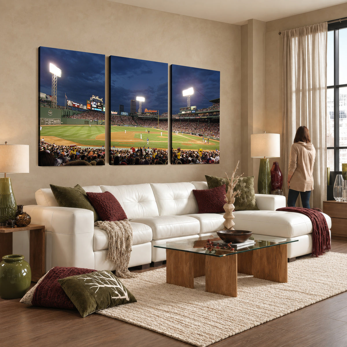 85099-MGV-CV-36X24 - Boston Red Sox Baseball Team Print Canvas, Massachusetts Fenway Park Stadium Wall Art