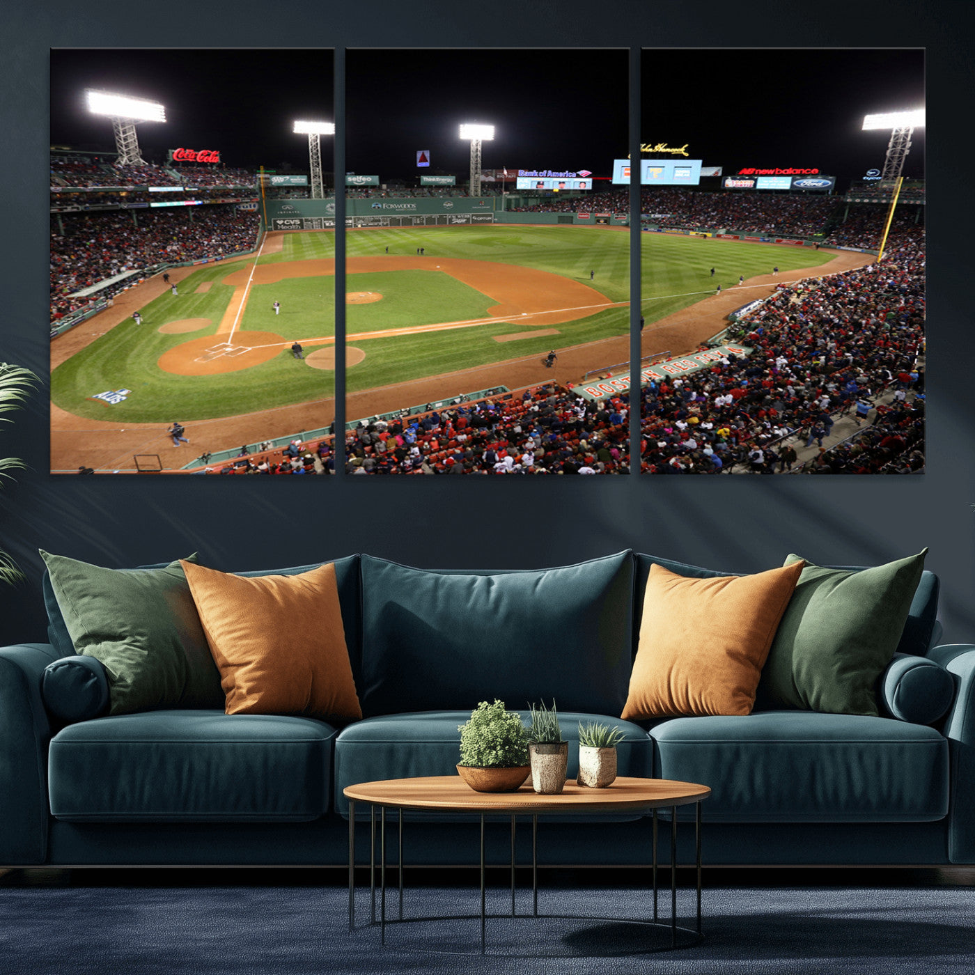 MGV-CV-60X30-3P - Boston Red Sox Baseball Team Print - Massachusetts Fenway Park Stadium Wall Art Canvas Print