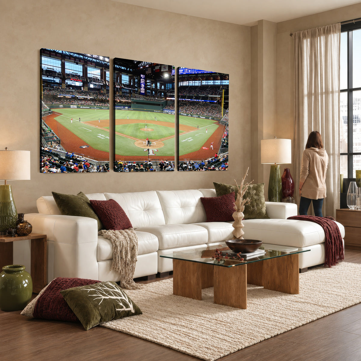78468-MGV-CV-36X24 - Texas Rangers Baseball Team Print, Arlington Globe Life Field Stadium Wall Art