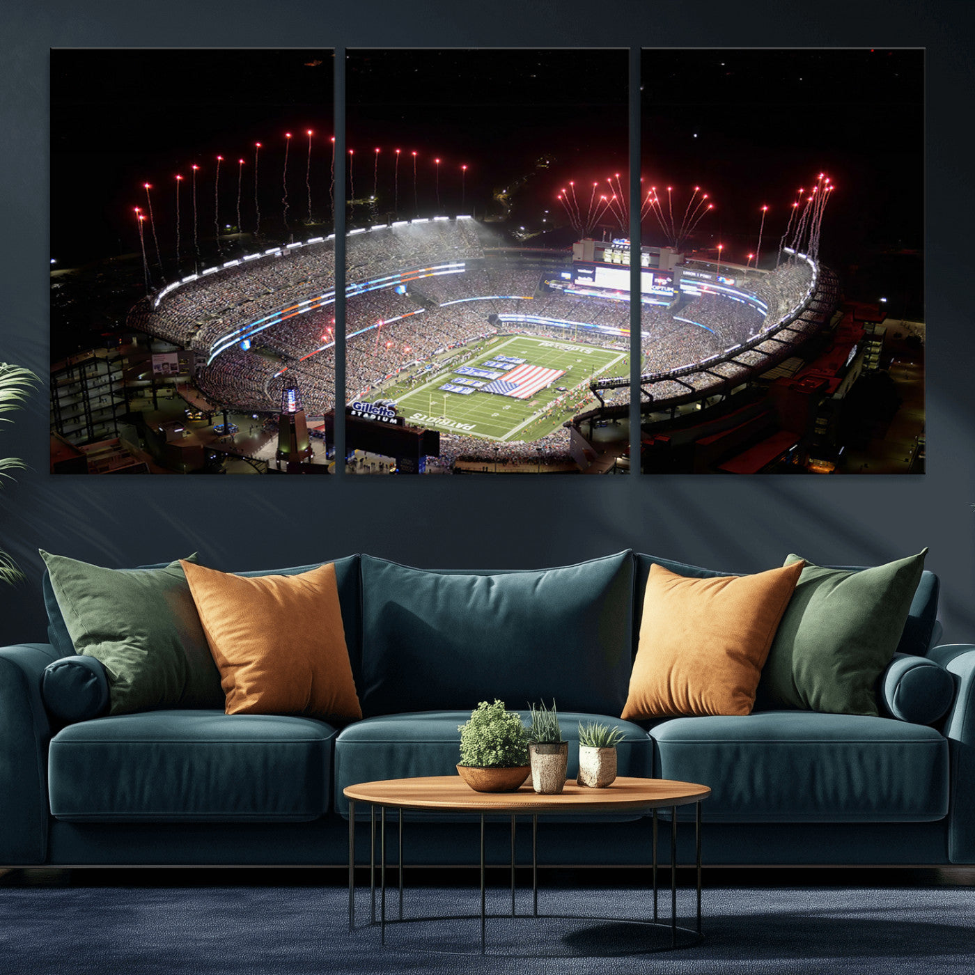 MGV-CV-60X30-3P - New England Patriots Team Print Wall Art- Foxborough Gillette Stadium Wall Art Canvas Print