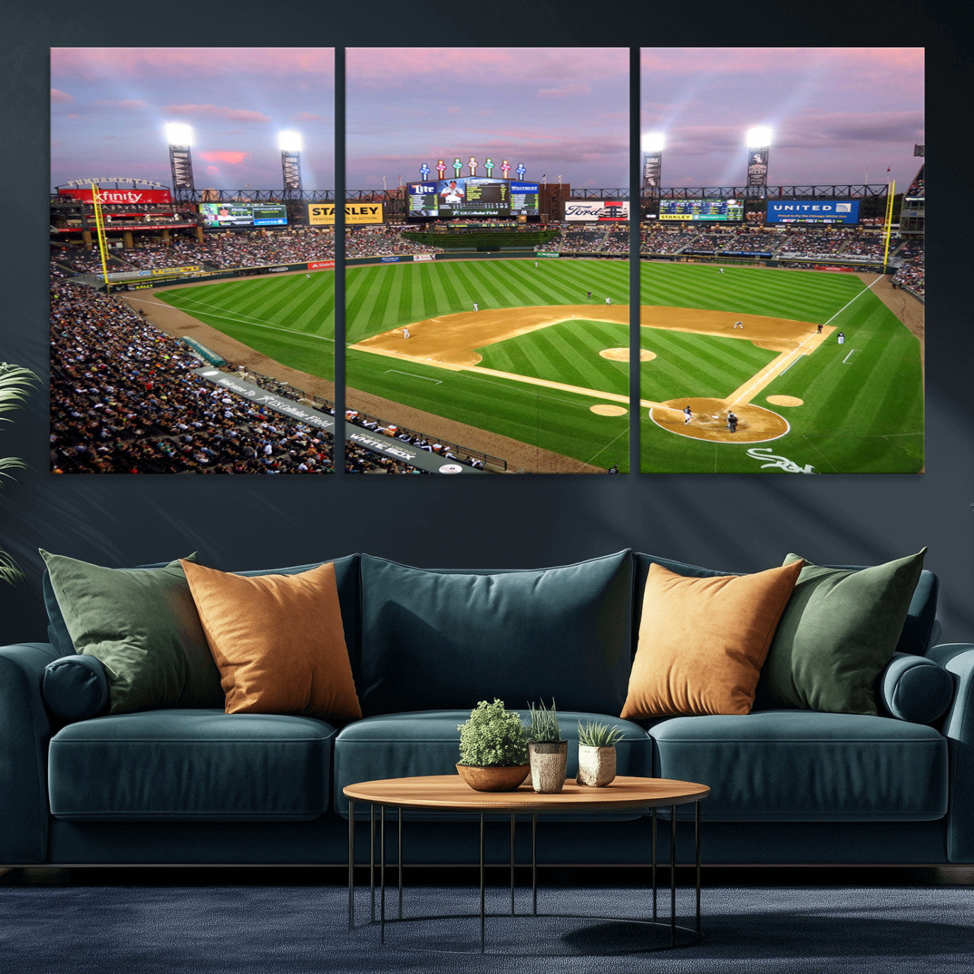 MGV-CV-60X30-3P - Chicago White Sox Baseball Team Print Canvas- Guaranteed Rate Field Stadium Wall Art Canvas Print