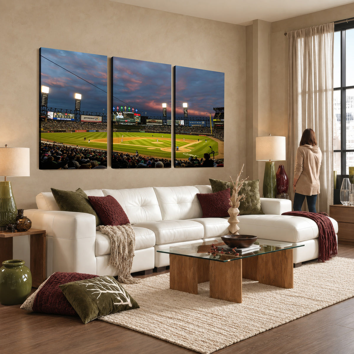 96063-MGV-CV-36X24 - Chicago White Sox Baseball Team Print Canvas, Guaranteed Rate Field, Framed and Ready to Hang