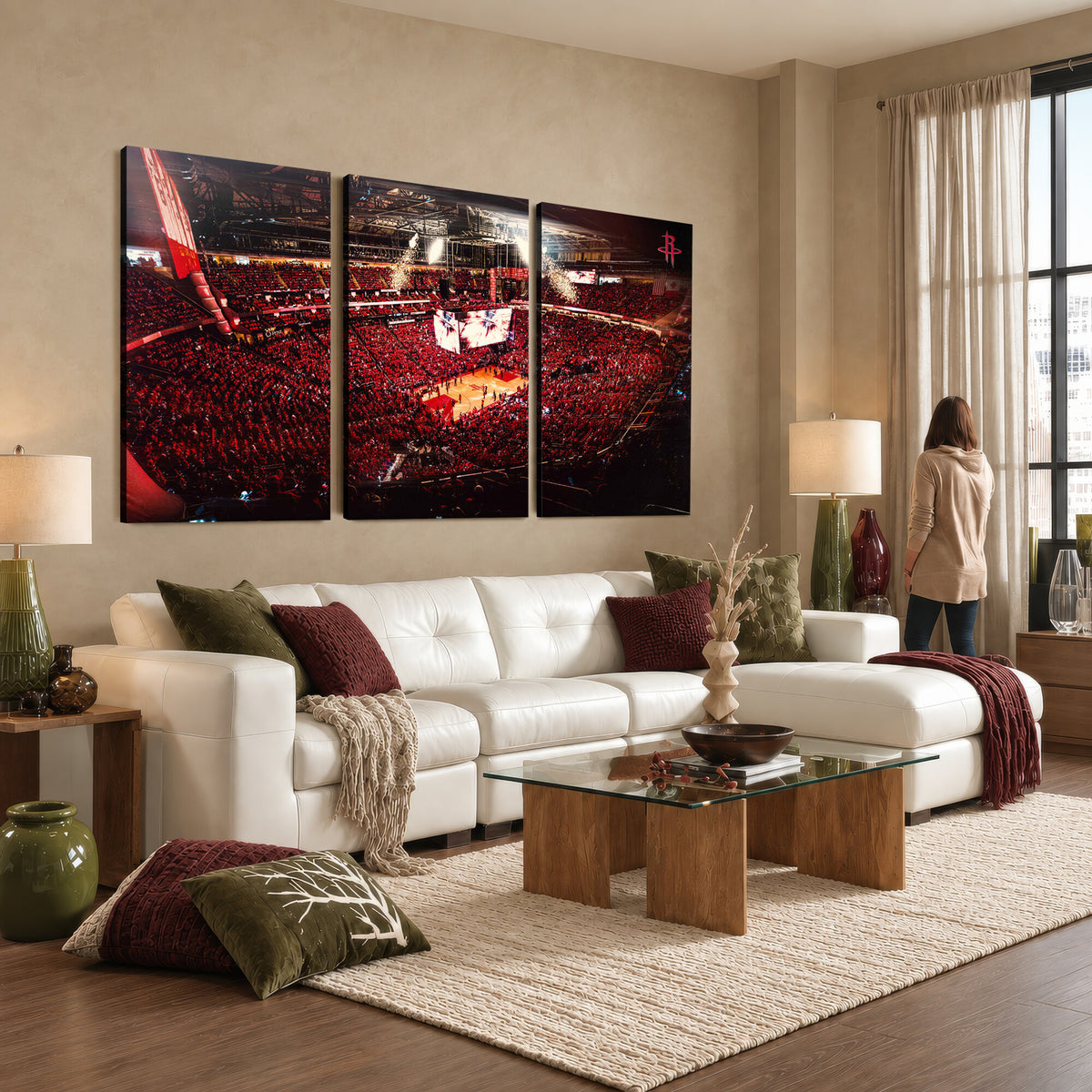 91527-MGV-CV-36X24 - Houston Rockets Basketball Team Print Canvas, Houston Toyota Center Arena Wall Art