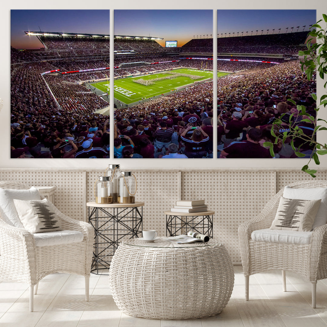 Texas A&M University Aggies Football Team Print - College Station Kyle Field Stadium Wall Art Canvas Print