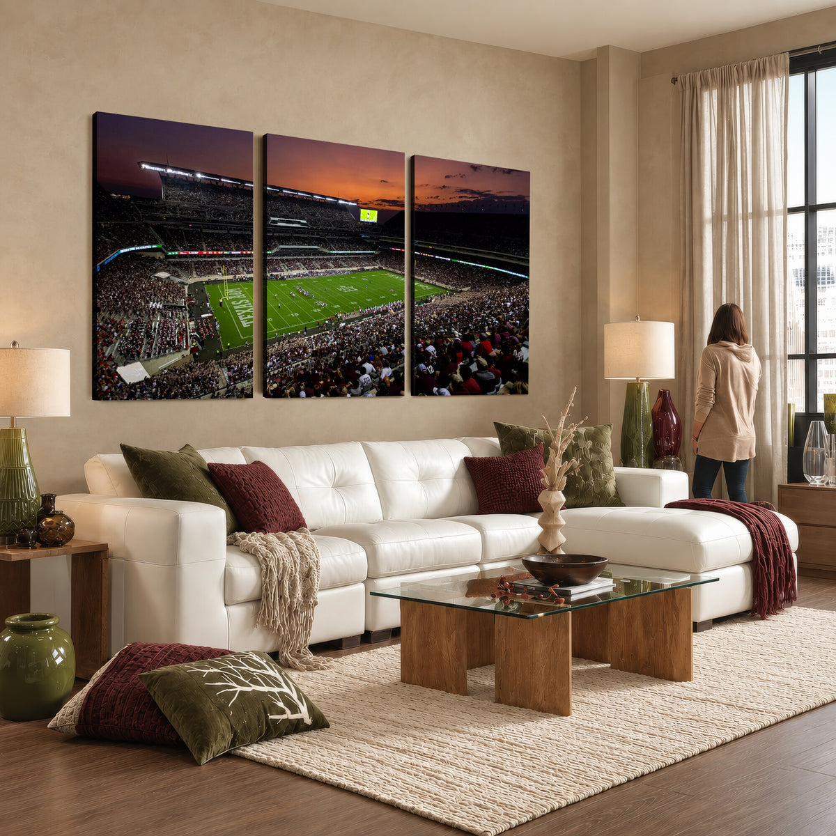 45603-MGV-CV-36X24 - Texas A&M University Aggies Football Team Print, College Station Kyle Field Stadium Wall Art