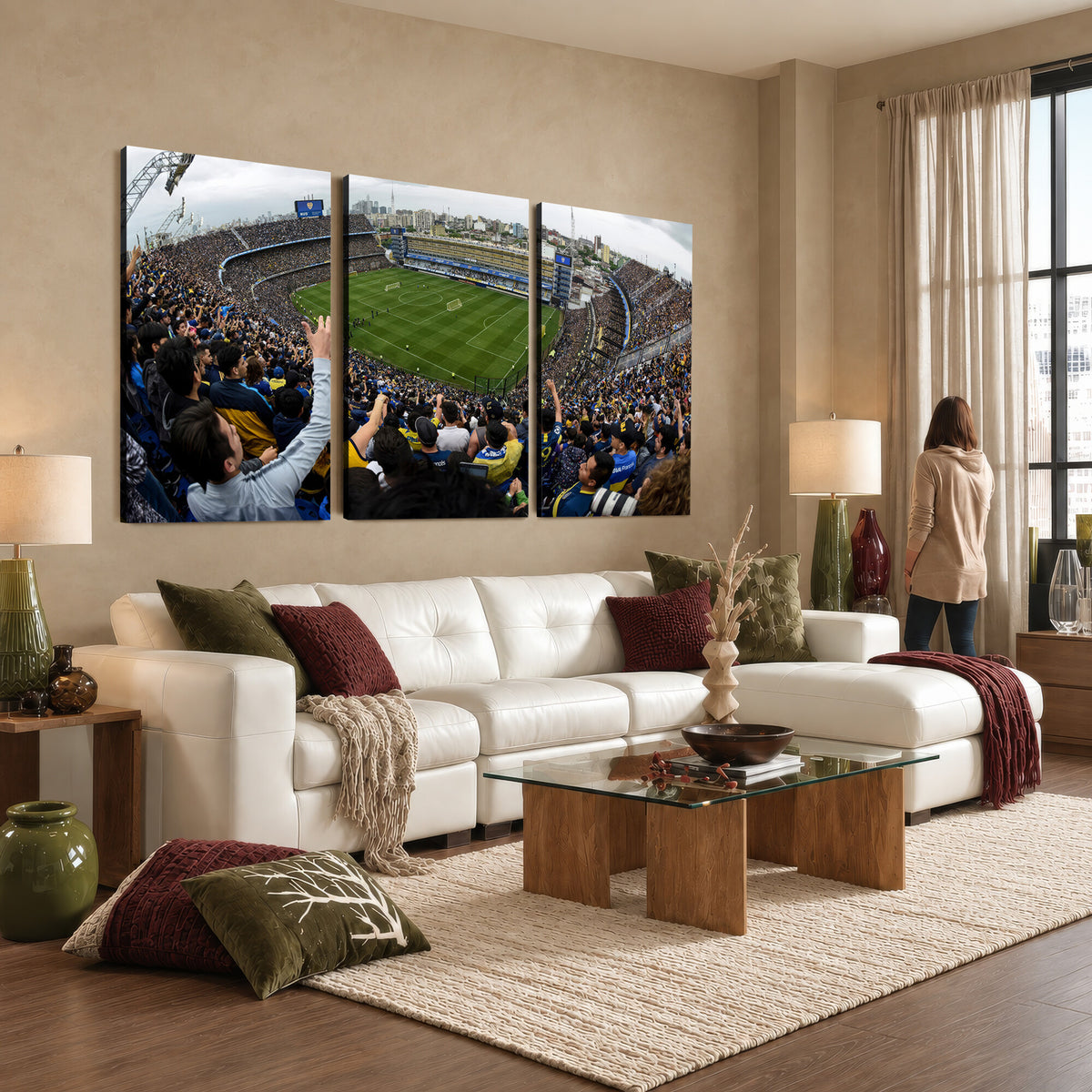 23173-MGV-CV-36X24 - Boca Juniors Soccer Team Print, Buenos Aires Bombonera, Framed and Ready to Hang