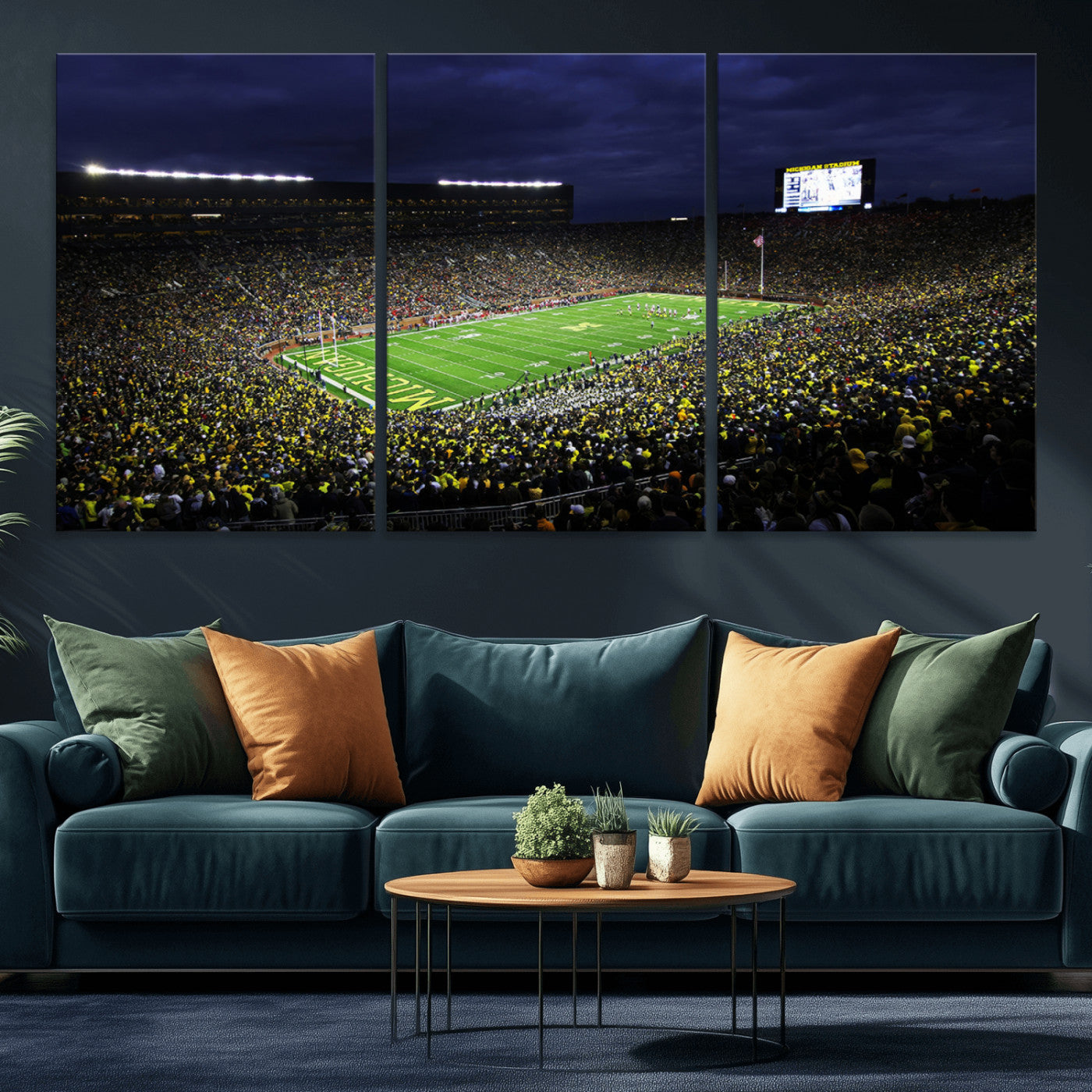 MGV-CV-60X30-3P - Michigan Wolverines Football Canvas Wall Decor, Football Team Print - Ann Arbor Michigan Stadium