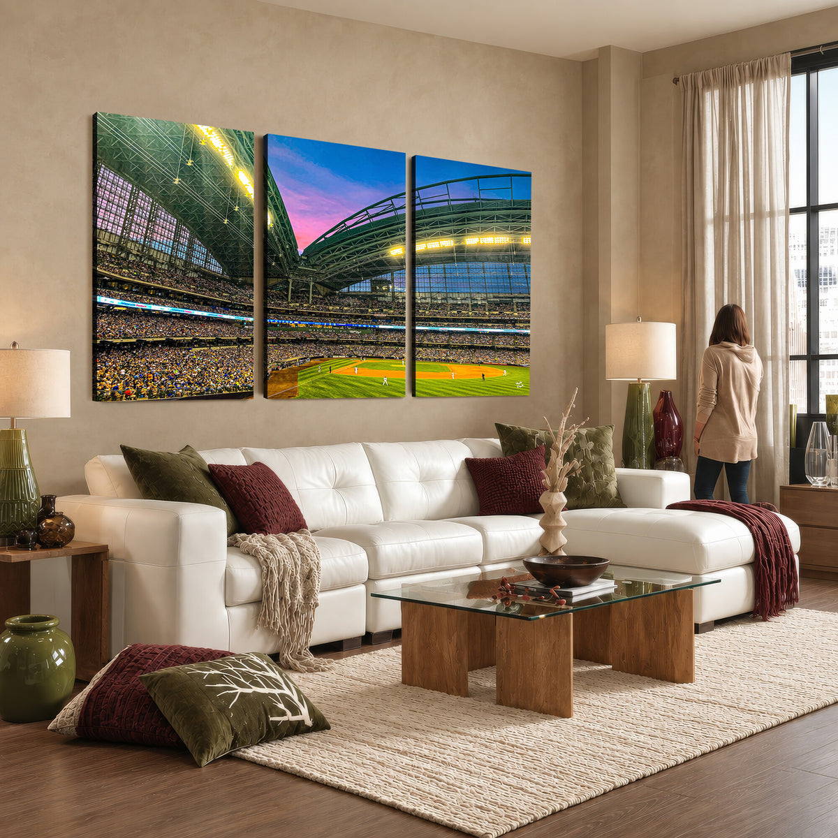 17006-MGV-CV-36X24 - Milwaukee Brewers Baseball Team Print Canvas, American Family Field Stadium Wall Art