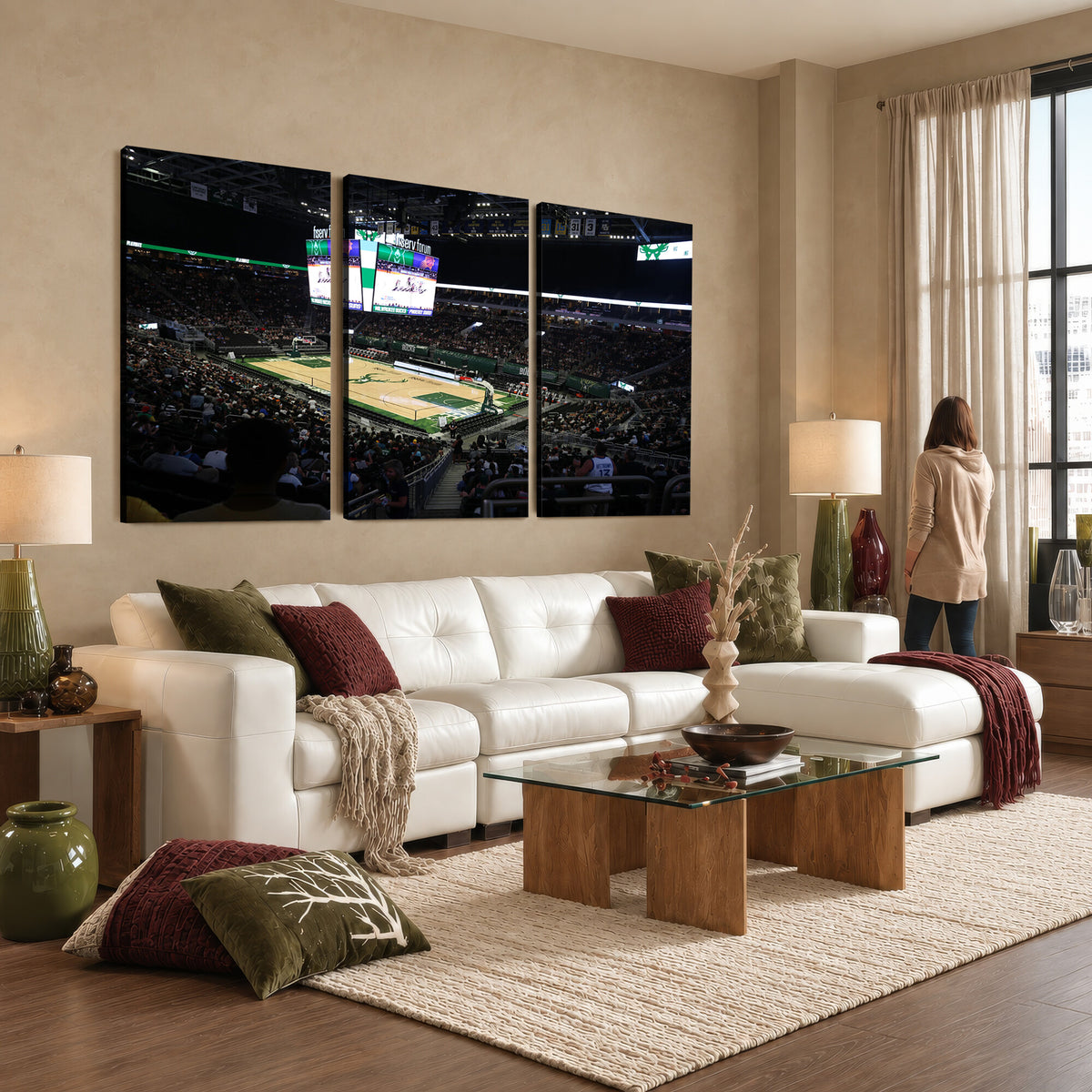 69882-MGV-CV-36X24 - Milwaukee Bucks Basketball Print, Fiserv Forum Stadium Wall Art