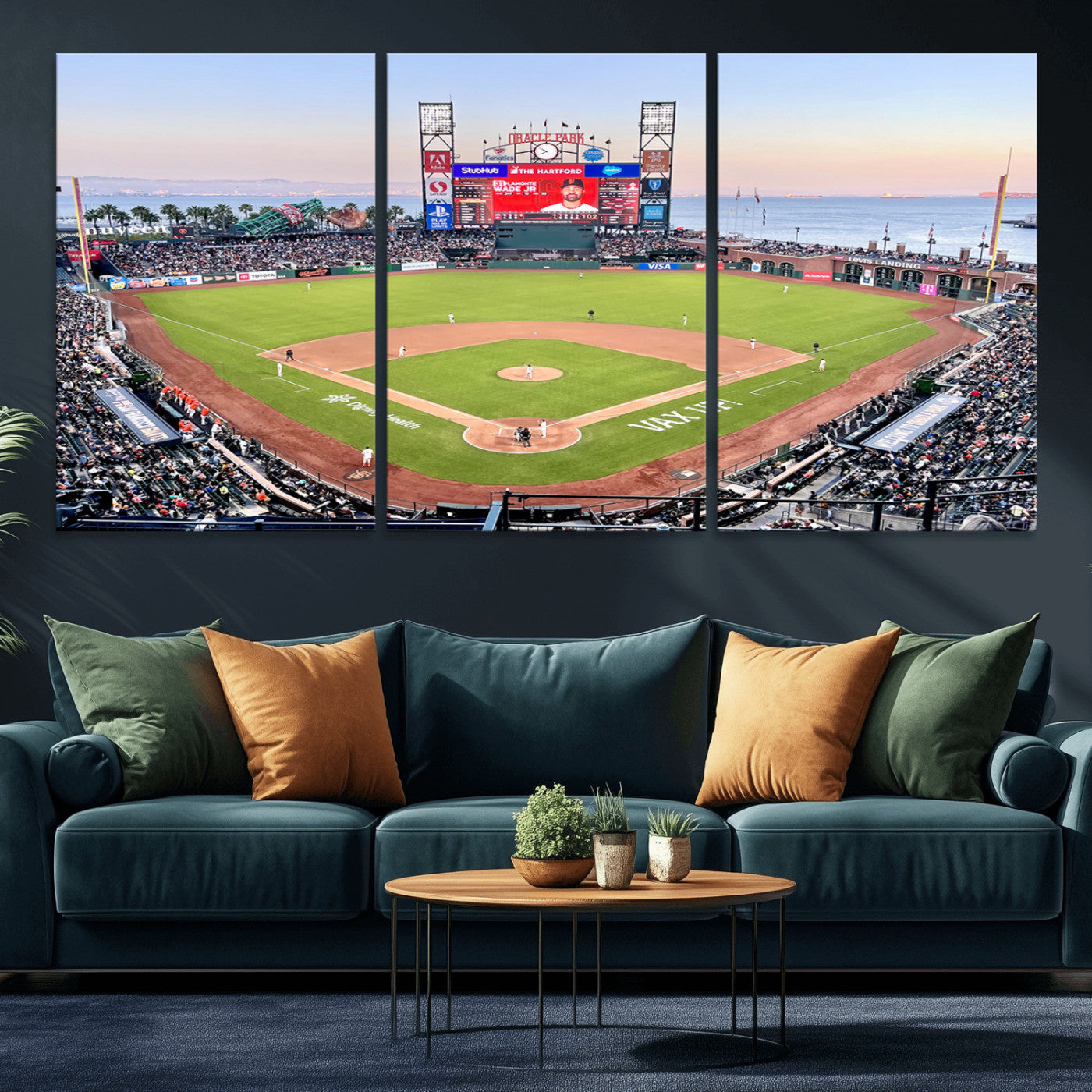 MGV-CV-60X30-3P - San Francisco Giants Baseball Team Print - Oracle Park Stadium Wall Art Canvas Print