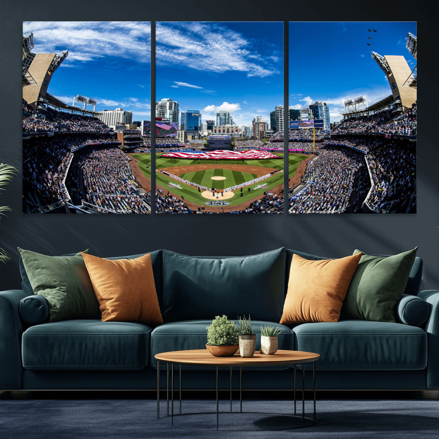 MGV-CV-60X30-3P - San Diego Padres Baseball Team Print - Petco Park Stadium Wall Art Canvas Print