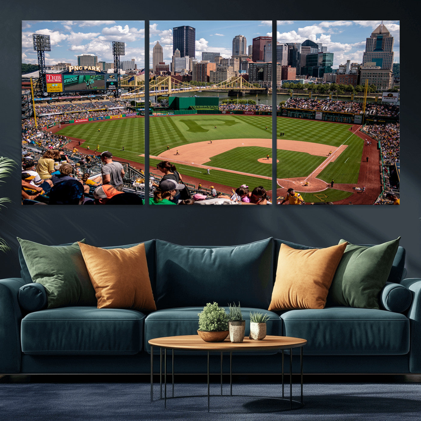 MGV-CV-60X30-3P - Pittsburgh Pirates Baseball Team Print - PNC Park Stadium Wall Art Canvas Print - Ready to Hang