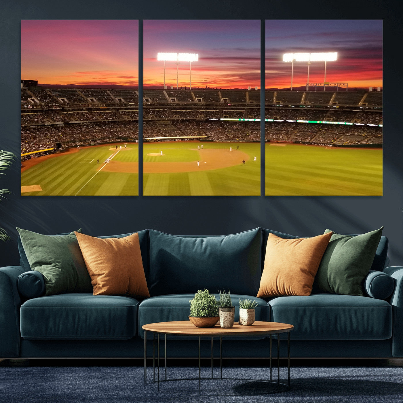 MGV-CV-60X30-3P - Oakland Athletics Baseball Team Print - Oakland Coliseum Stadium Wall Art Canvas Print