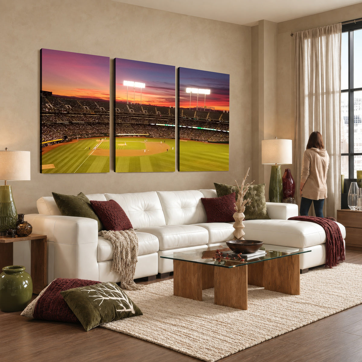 73718-MGV-CV-36X24 - Oakland Athletics Baseball Team Print, Oakland Coliseum