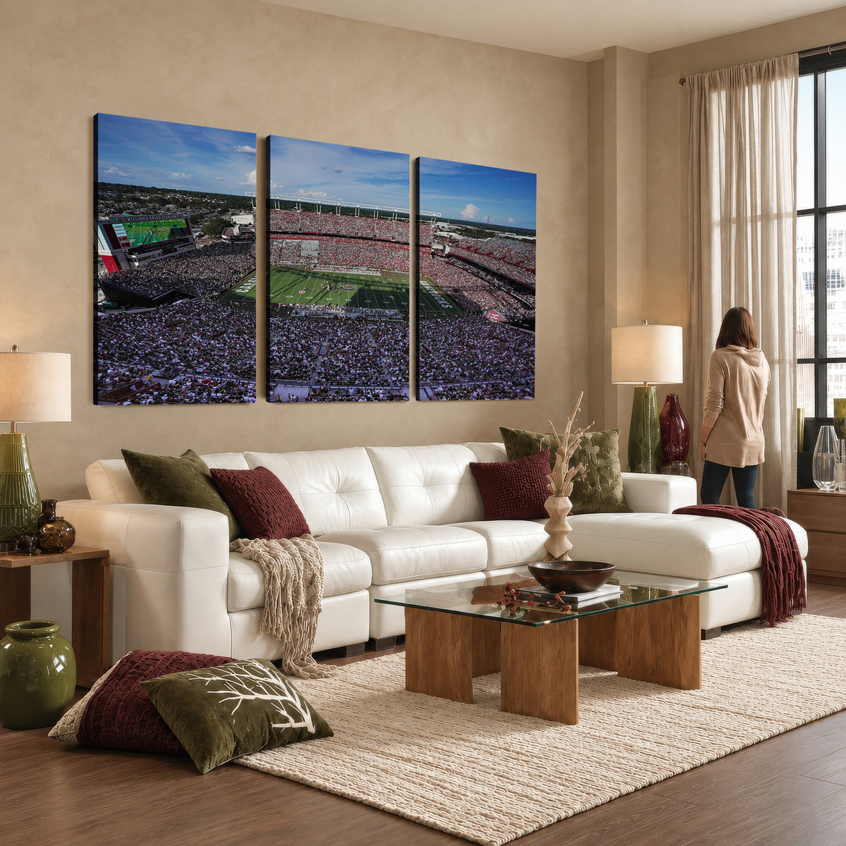 83382-MGV-CV-36X24 - South Carolina Gamecocks Football Team Print, Columbia Williams-Brice Stadium Wall Art