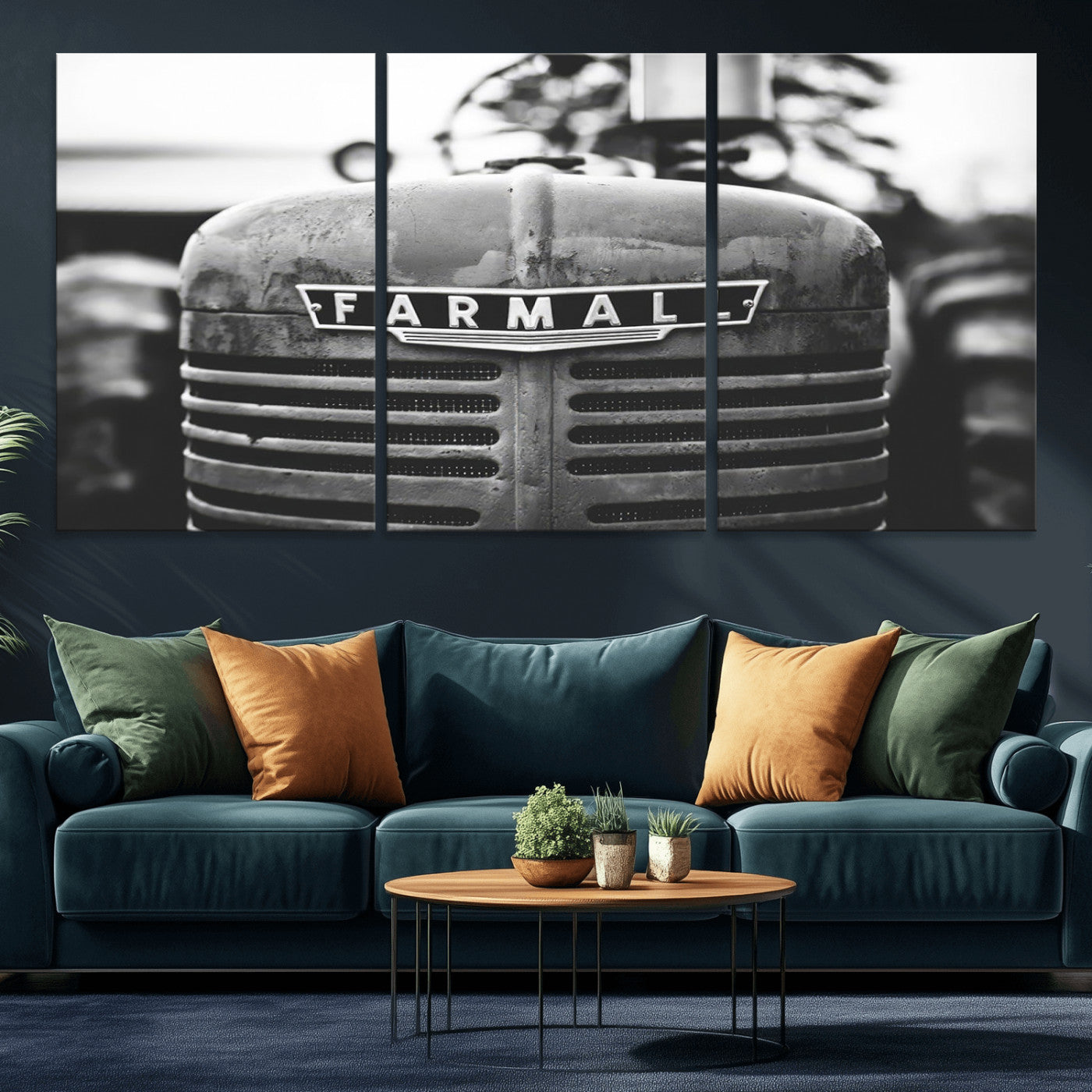 MGV-CV-60X30-3P - Vintage Farmall Tractor Wall Art Canvas Print, Rustic Farmhouse Decor Ready to Hang