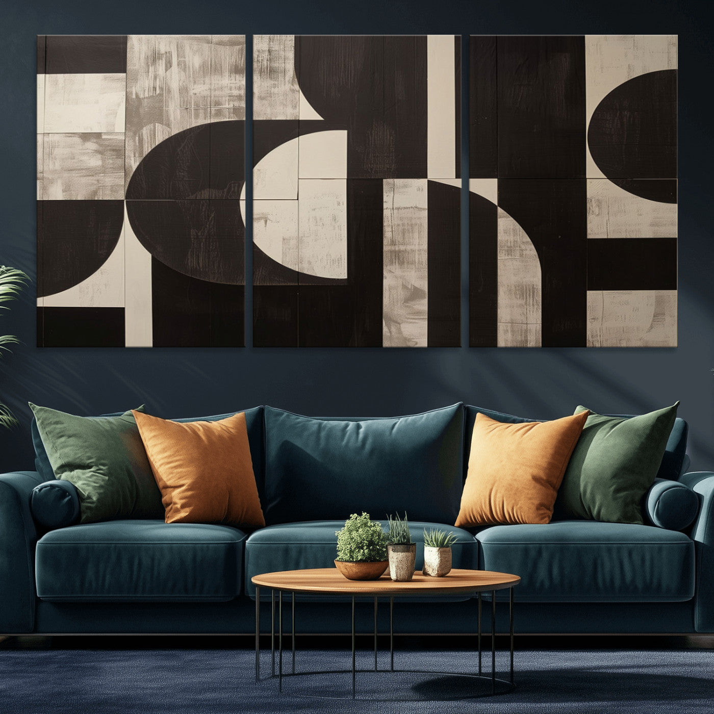 63644-MGV-CV-60X30-3P - Abstract Brown Wabi Sabi Canvas Print Set – Minimalist Mid-Century Wall Art Contemporary Artwork for Home, Office