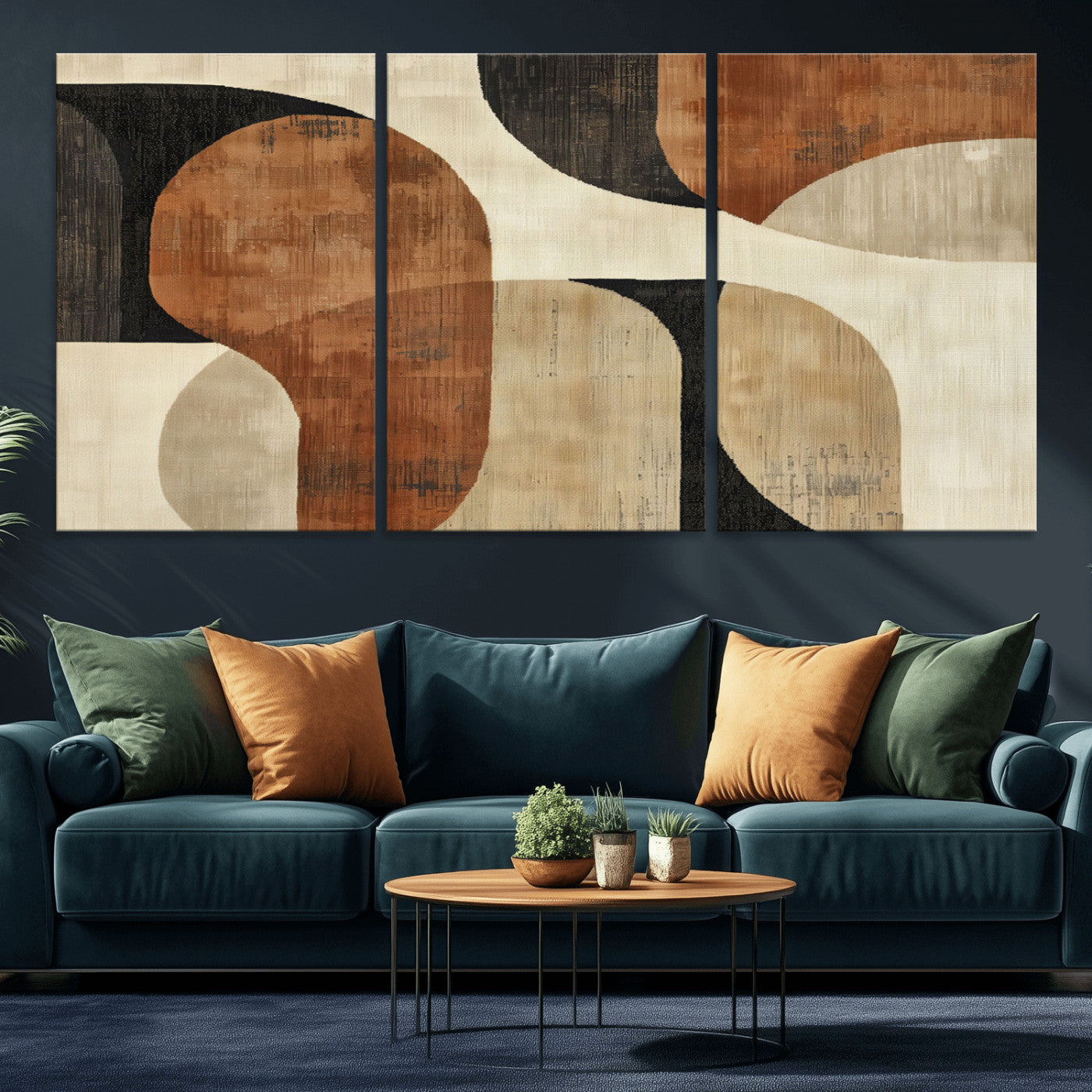 MGV-CV-60X30-3P - Wabi Sabi Abstract Wall Art Canvas Print | Large Minimalist Modern Geometric Wall Decor for Living