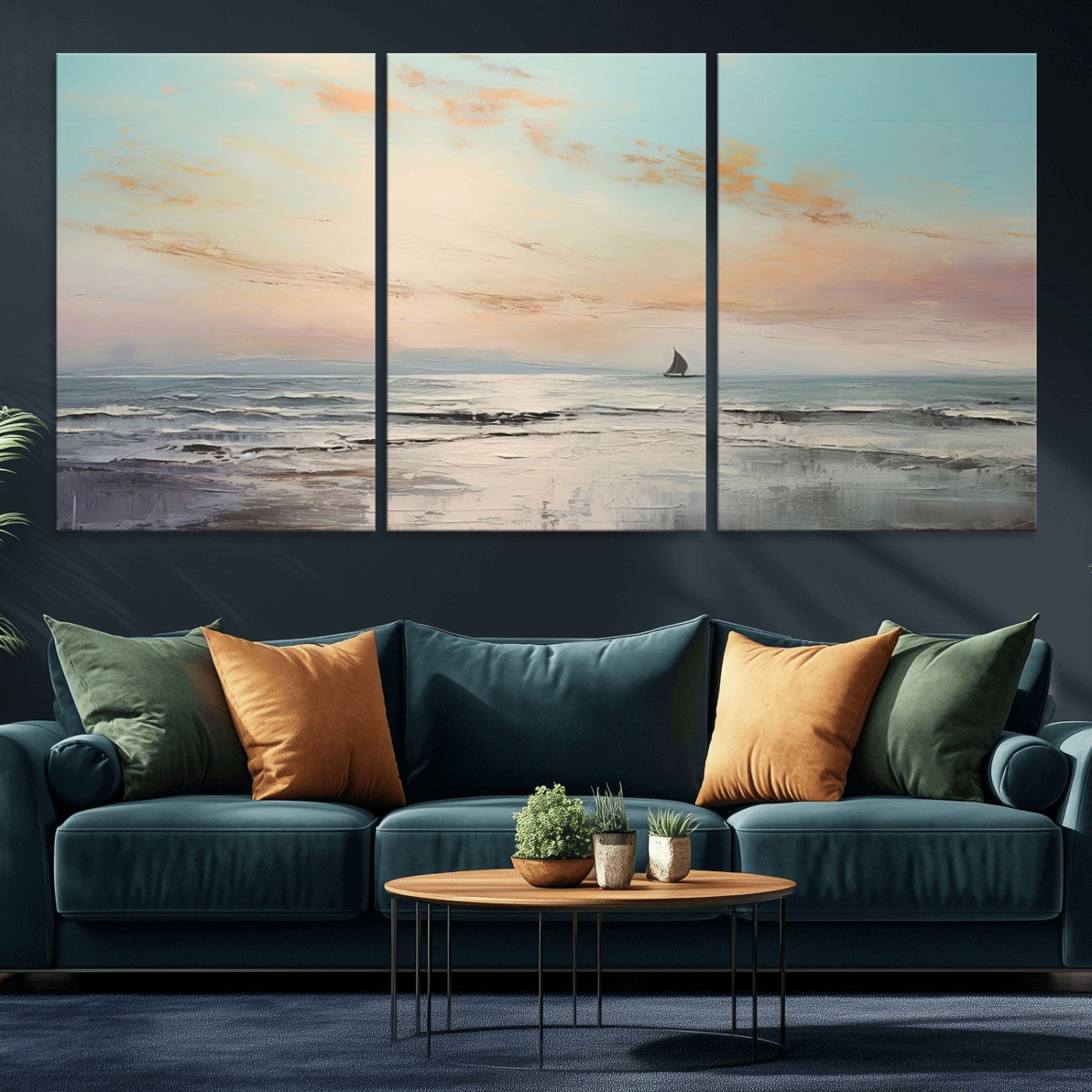 MGV-CV-60X30-3P - Abstract Ocean Wall Art -  Boat Wall Art Canvas Print