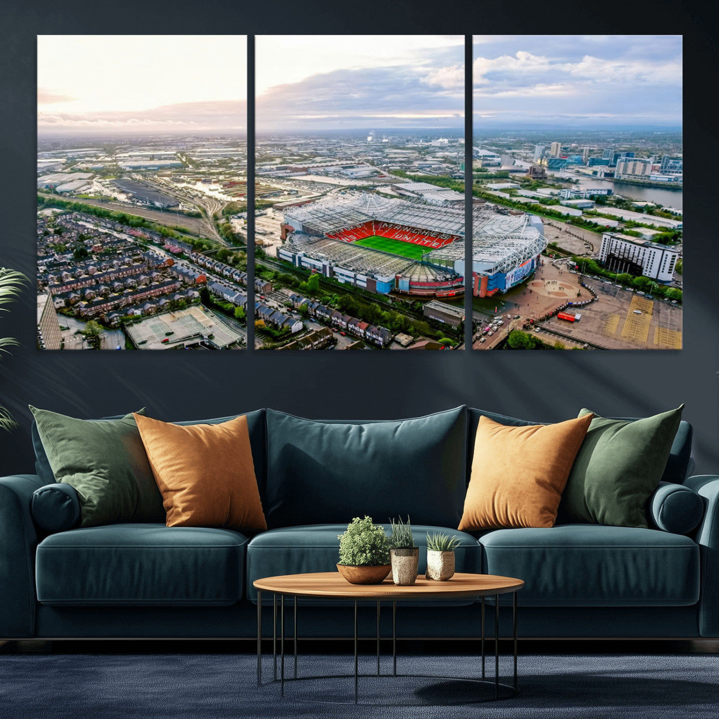 MGV-CV-60X30-3P - Old Trafford Manchester United Stadium Wall Art Canvas Print - Aerial View Stadium, Old Trafford