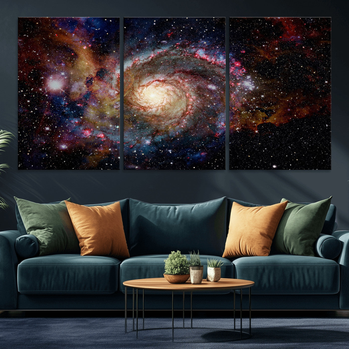 MGV-CV-60X30-3P - Nebula and Galaxies in Space Wall Art Canvas Print, Spiral Galaxy Wall Art Canvas Print