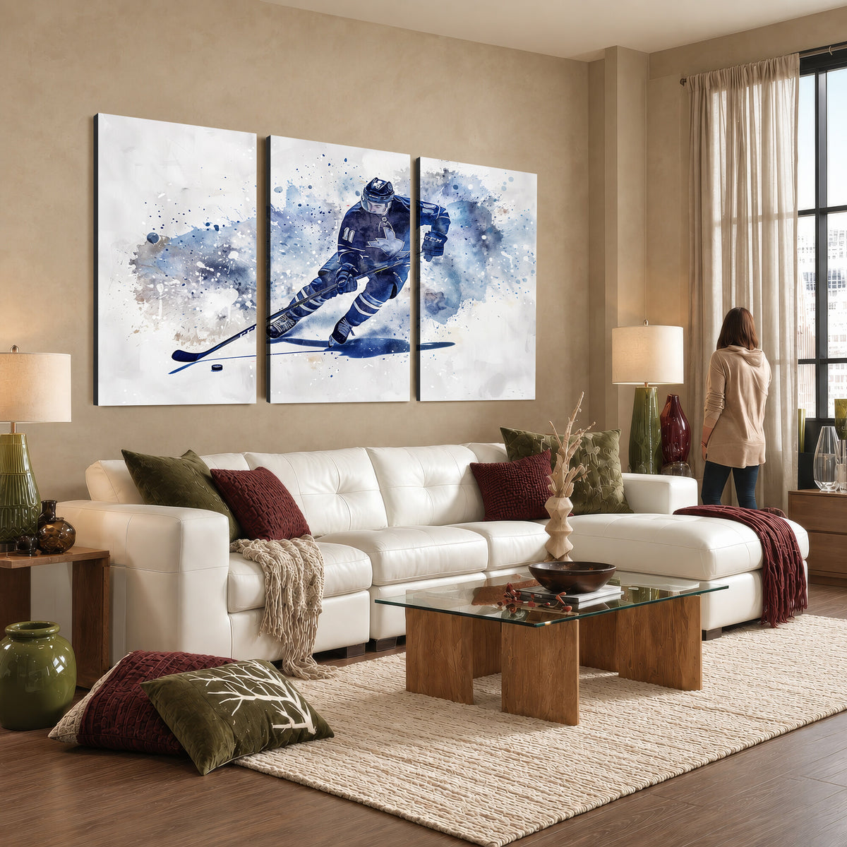 39795-MGV-CV-36X24 - Hockey Player Wall Art Canvas Print