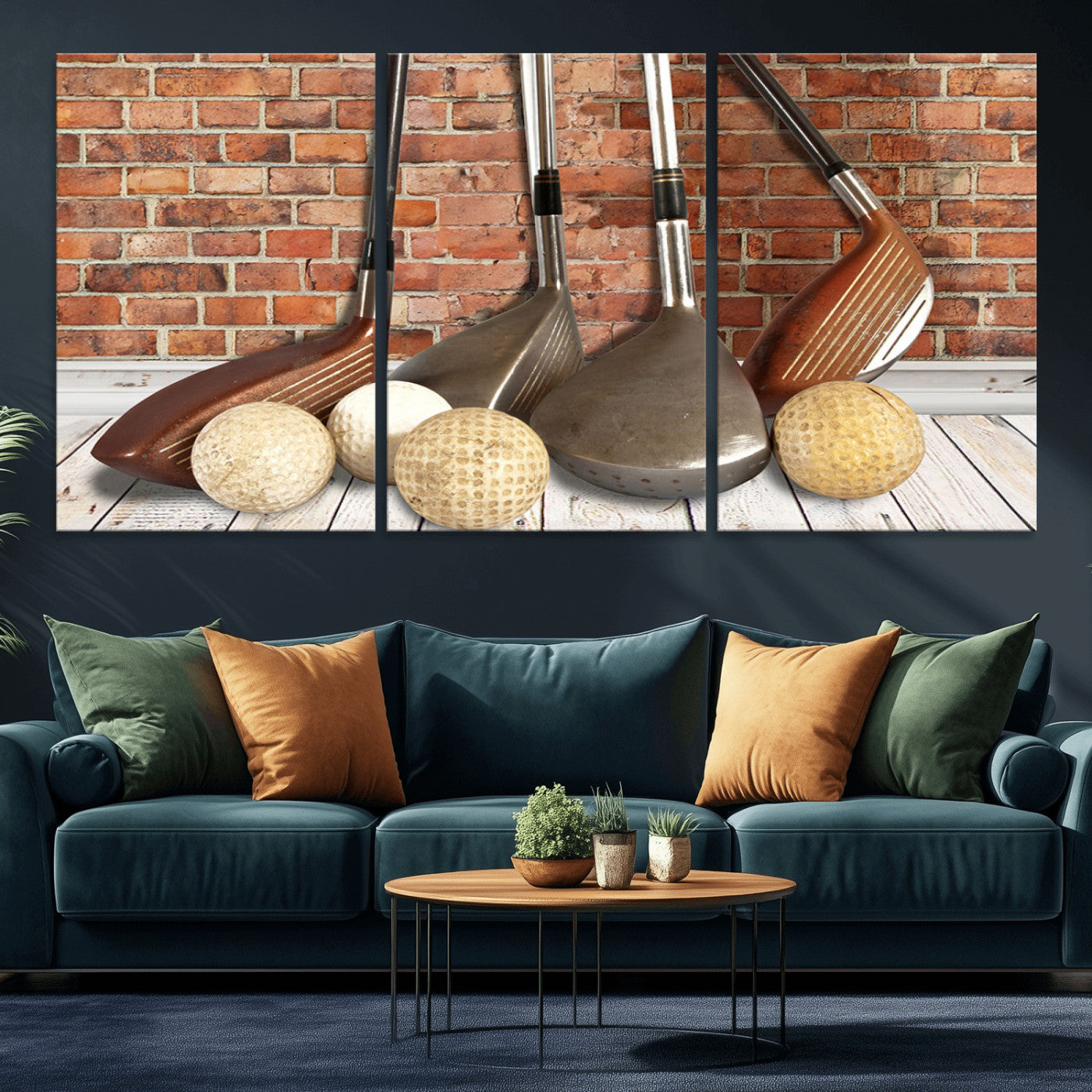 MGV-CV-60X30-3P - Vintage Golf Ball Wall Art Canvas Print | Golf Decor for Man Cave or Office | Ready to Hang and