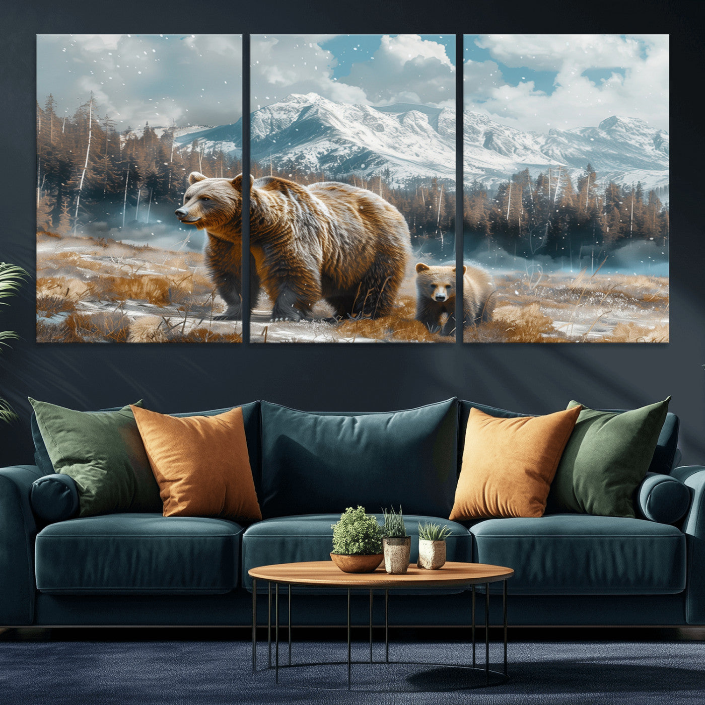 MGV-CV-60X30-3P - Bear and Baby Bear Wall Art Canvas Print