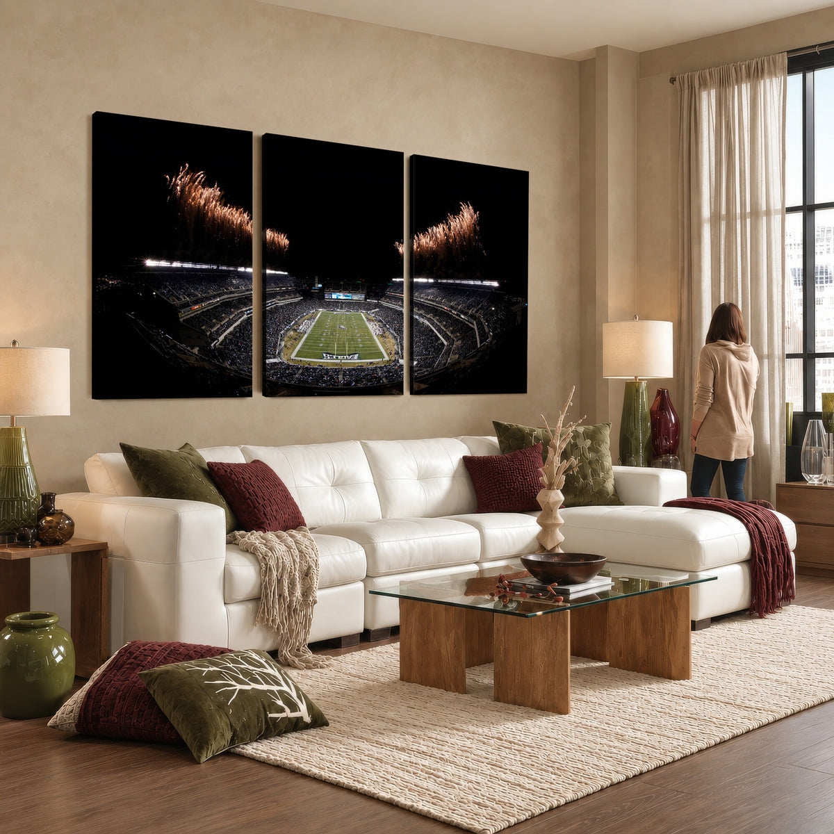 89680-MGV-CV-36X24 - Eagles Field Stadium Wall Art, Philadelphia Eagles Football, Framed and Ready to Hang